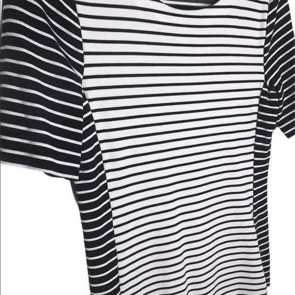 NEW Ann Taylor Womens Colorblock White/Black Stripe Ponte Top Small - Picture 5 of 8